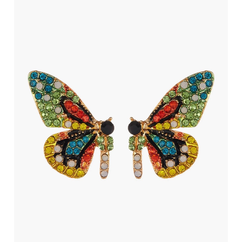 Eye Candy Flutter Green Crystal Butterfly Earrings 30$